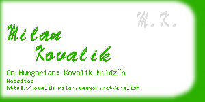 milan kovalik business card